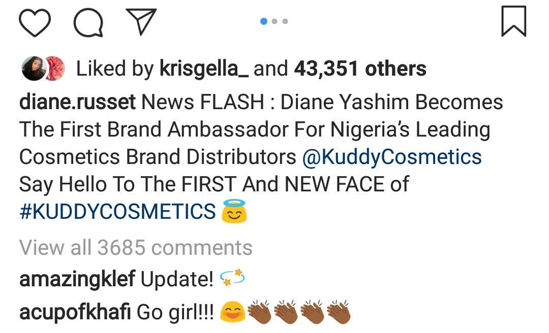 Diane becomes first ambassador of Kuddy Cosmetics