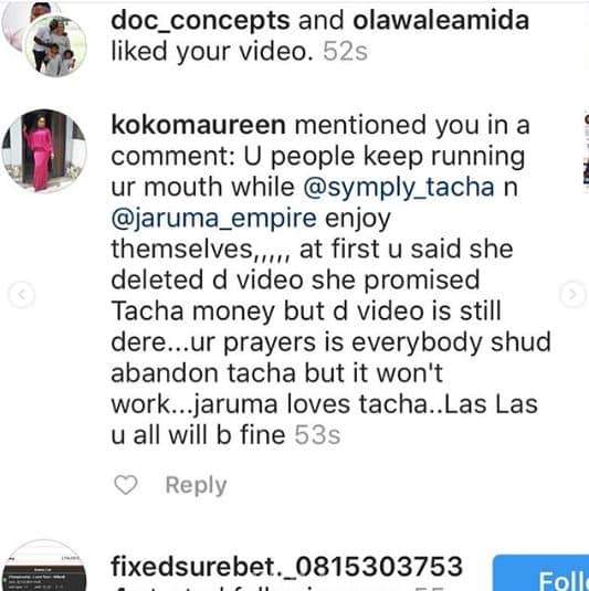 Jaruma speaks on deleting video where she promised to give Tacha N50m
