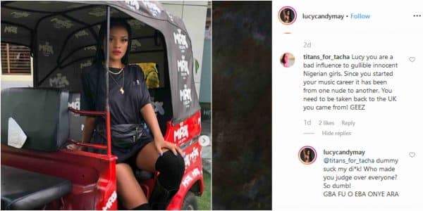 Singer Lucy blasted by Tacha's fan over her raunchy photos