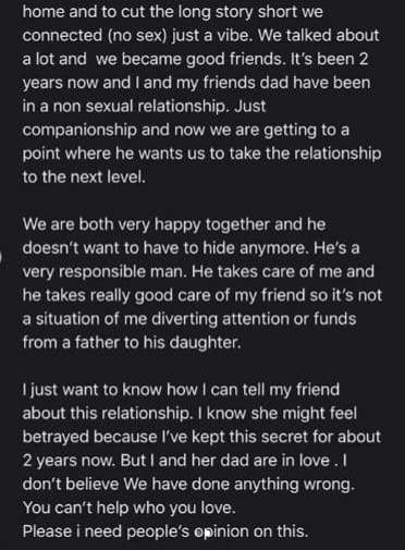 'I am in love with my friend's father' - Lady seeks for advise