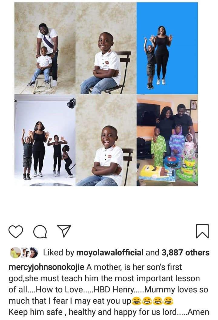 Actress Mercy Johnson celebrates her son, Henry as he turns a year older