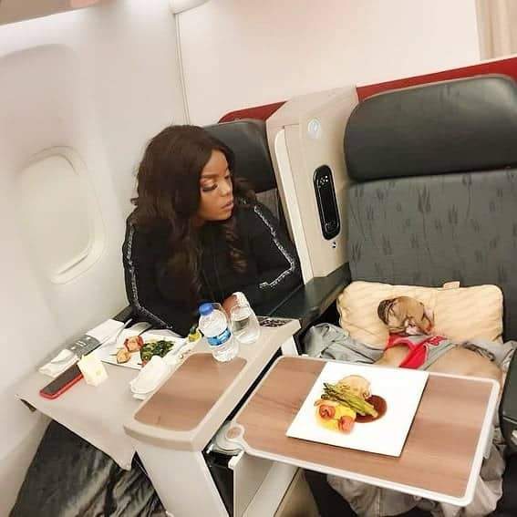 Empress Njamah flies business class with her dog (photos)