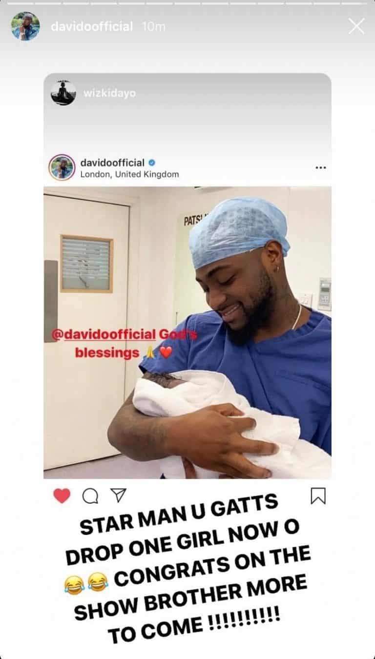 Wizkid congratulates Davido on the birth of his son