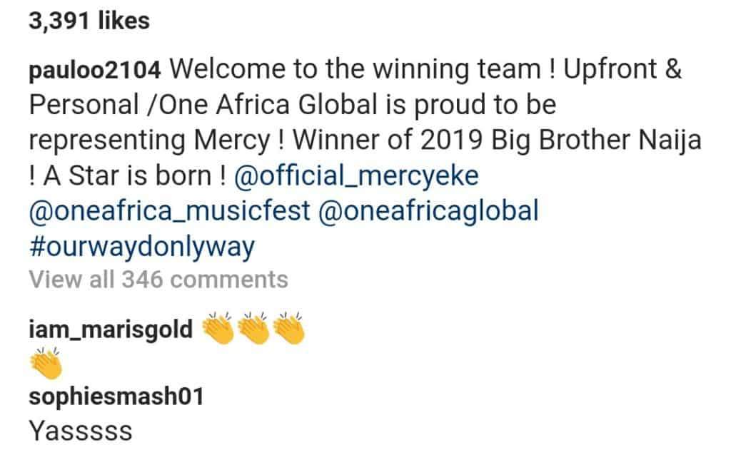 Mercy seals another endorsement deal with One Africa Global