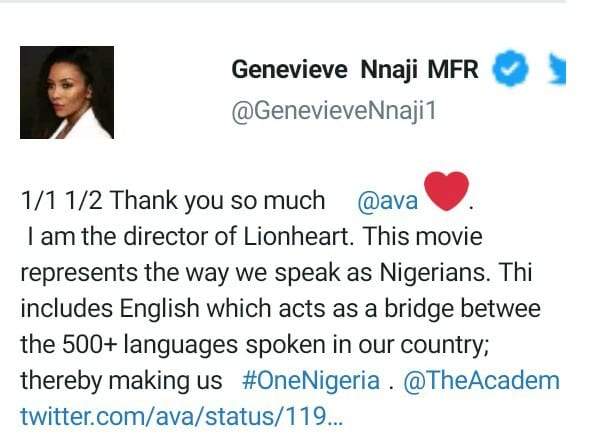 Genevieve Nnaji reacts after 'Lion heart' was disqualified from the entries for Oscars Award