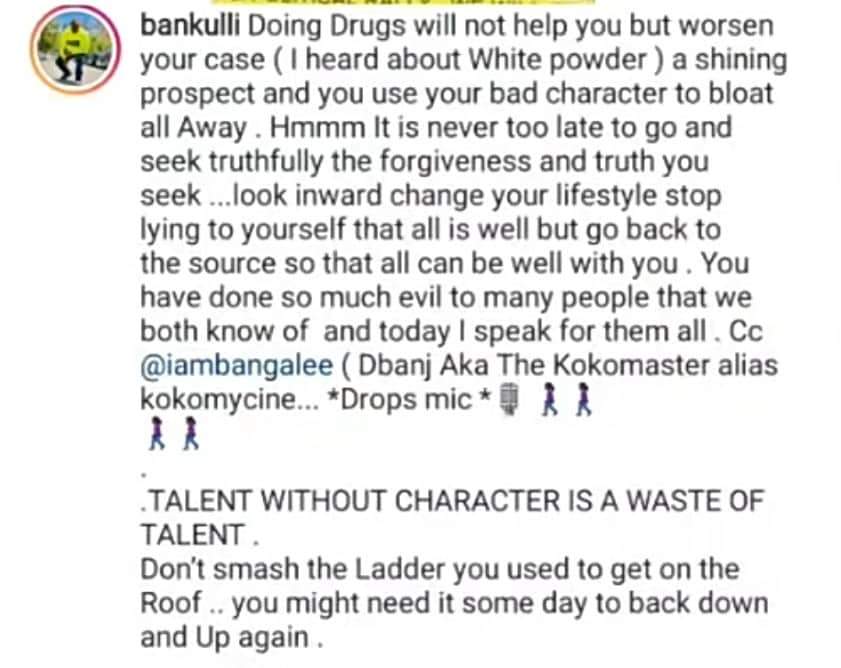 'You have done so much evil to people, doing drugs will worsen your case'- Bankulli slams Dbanj