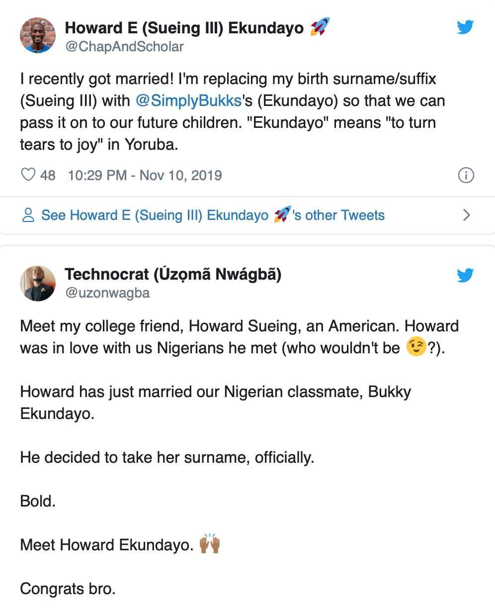 American Man Adopts Nigerian Wife's Surname (Photo)