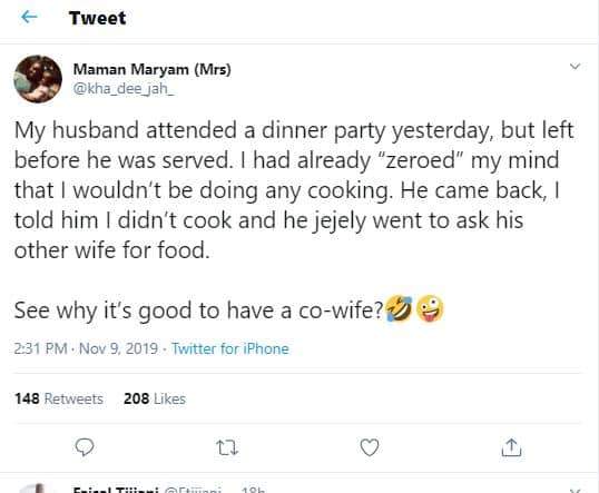 Woman shares the benefit of her husband having another wife