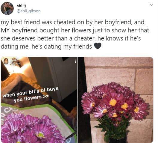 Man buys flowers for his girlfriend's heartbroken bestie