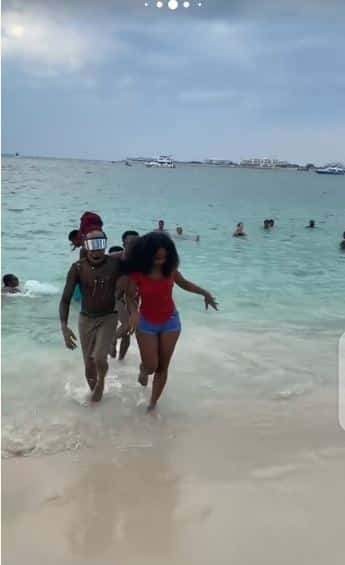 BBNaija's Esther engaging In 'Rough Play' with guys at Dubai beach (Photos)