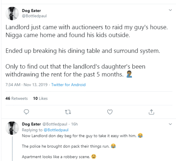 Landlord destroys tenant's properties, only to find out his daughter has been withdrawing the rent