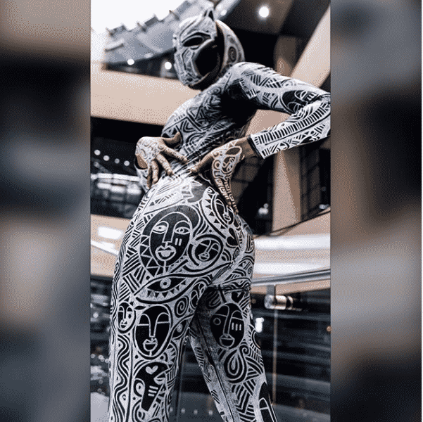 Kim Oprah slays in Black Panther custom-printed dress for Halloween (photos)