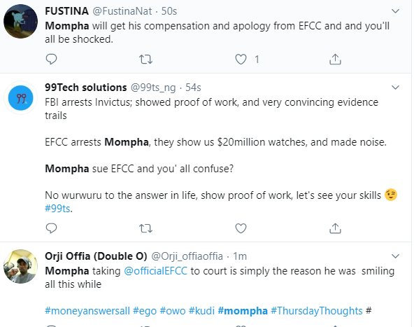 Nigerians react to Mompha's ₦5 million lawsuit against EFCC