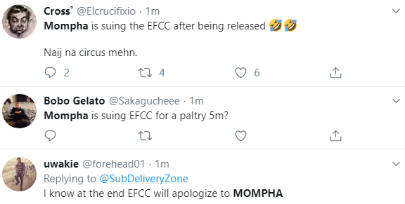 Nigerians react to Mompha's ₦5 million lawsuit against EFCC