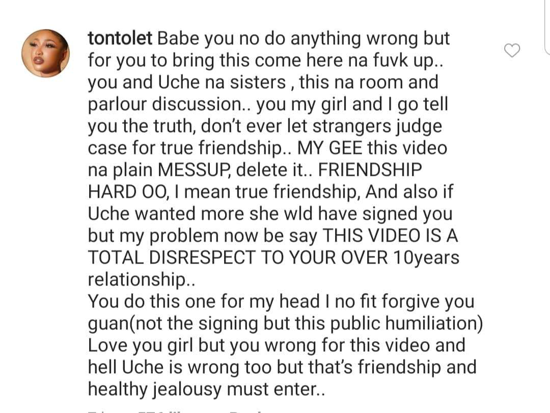 Tonto Dikeh reacts after Anita Joseph blasts her friend turned enemy, Uche Elendu