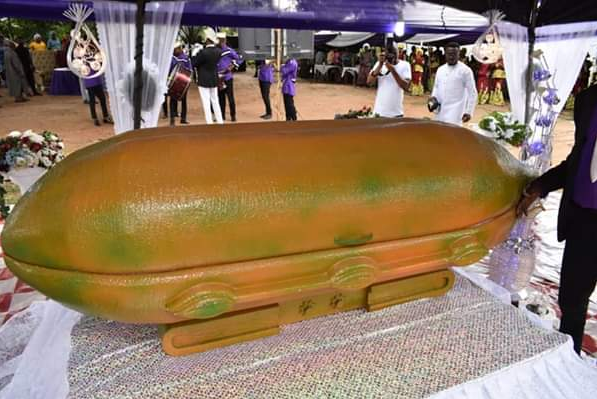 Evangelist, Helen Ukpabio buries her father in pawpaw-shaped casket