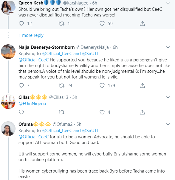 Cee-c tackles Twitter users trolling her for showing solidarity to Uti Nwachukwu