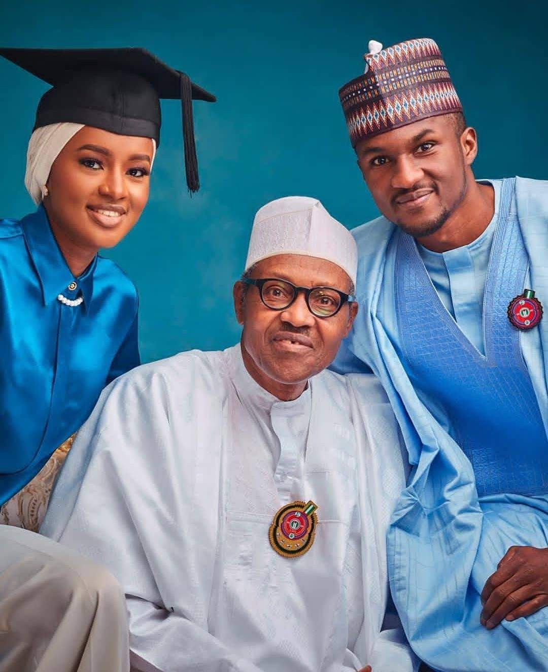 Lovely photos of President Buhari with his children, Hanan and Yusuf