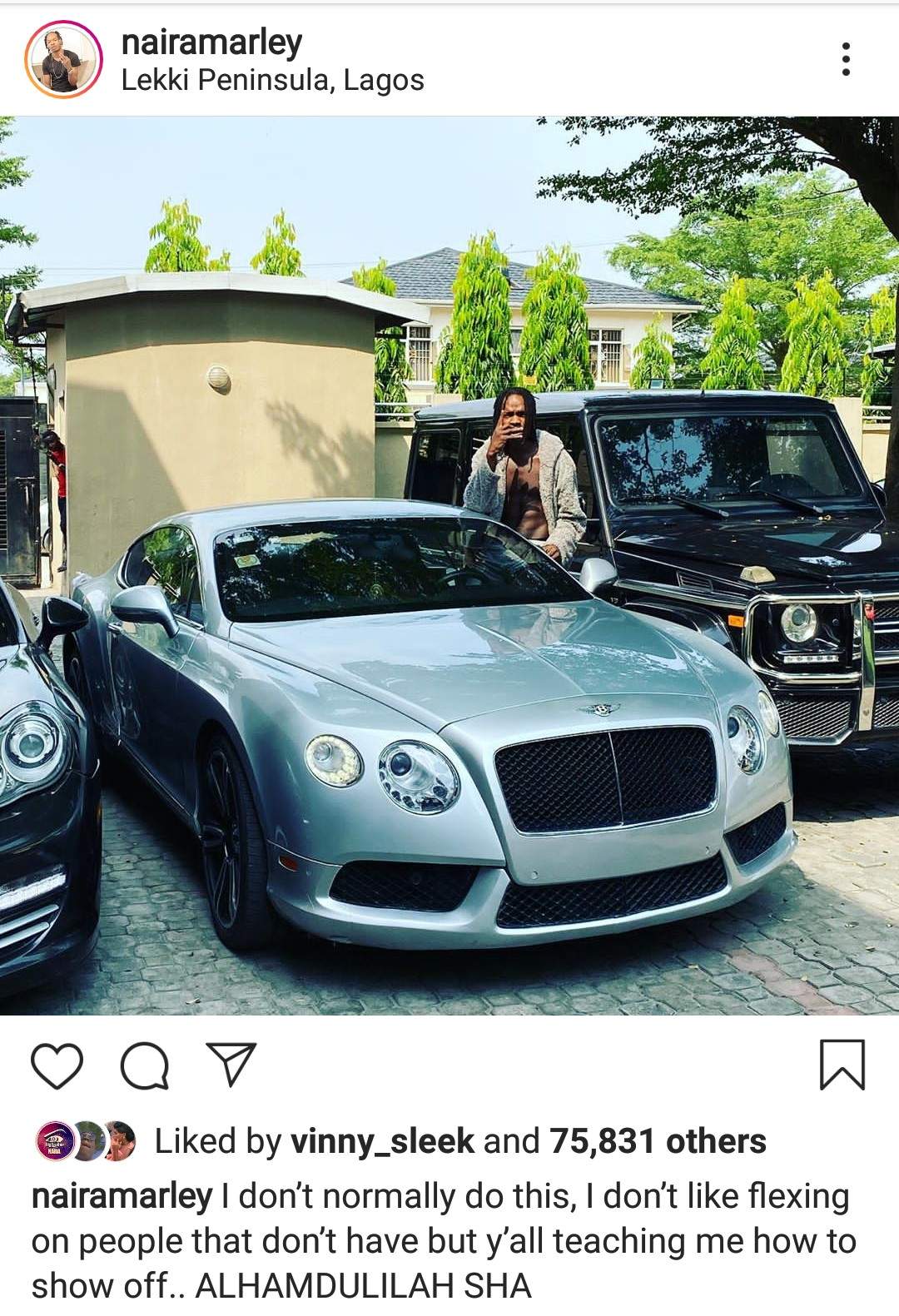 Hours after being dragged for car theft, Naira Marley flaunts his whips