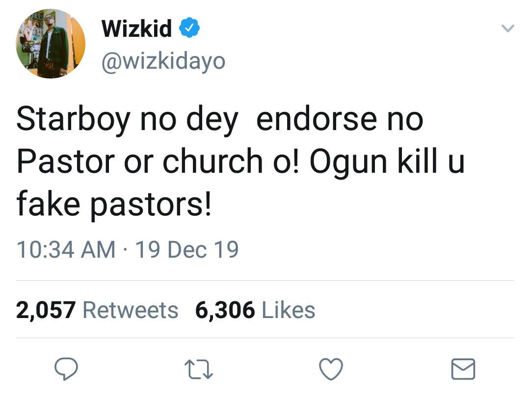 Wizkid reacts to video of Davido advertising COZA church