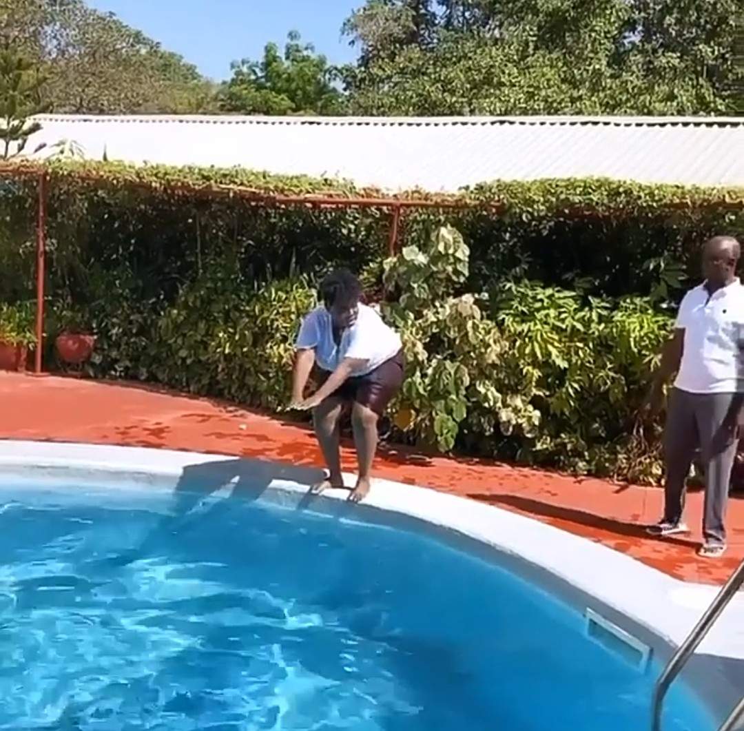 Singer, Teni takes swimming lessons at Ned Nwoko's residence (Video)