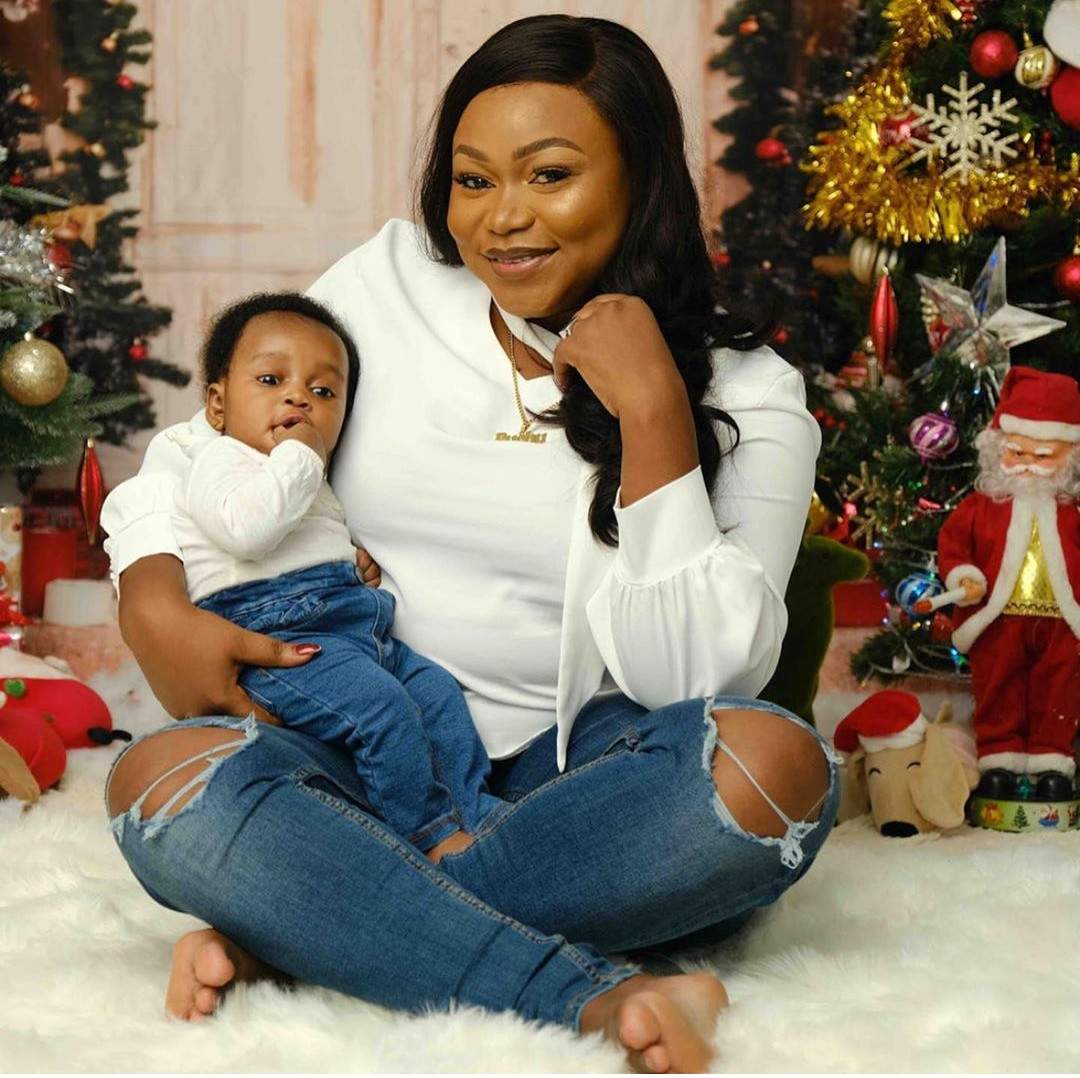 Ruth kadiri slays with daughter, Reign as she celebrates first Christmas as a mother