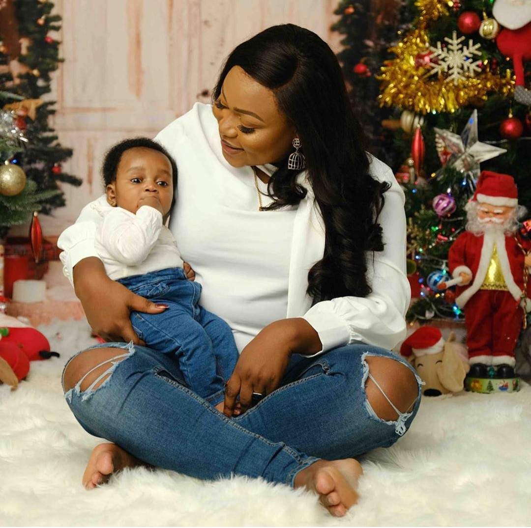 Ruth kadiri slays with daughter, Reign as she celebrates first Christmas as a mother