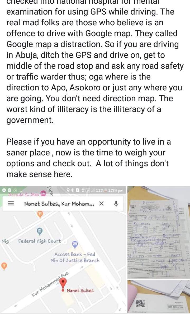 Mary Ikoku arrested by FRSC for driving with the aid of Google Map in Abuja
