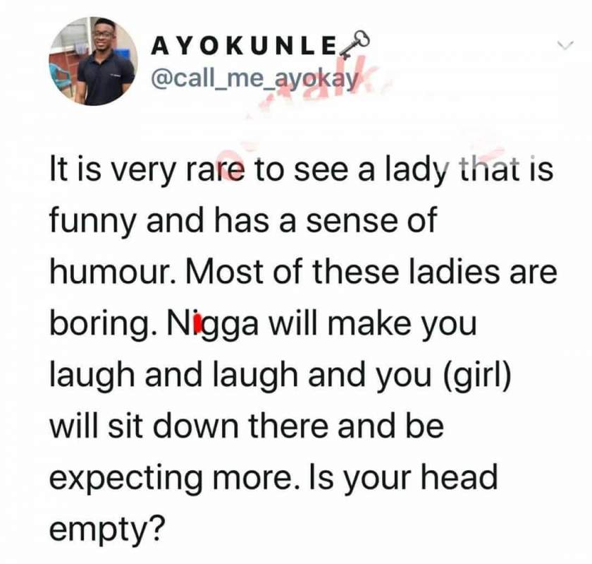 'It is very rare to see a lady that is funny, most ladies are boring' - Man says