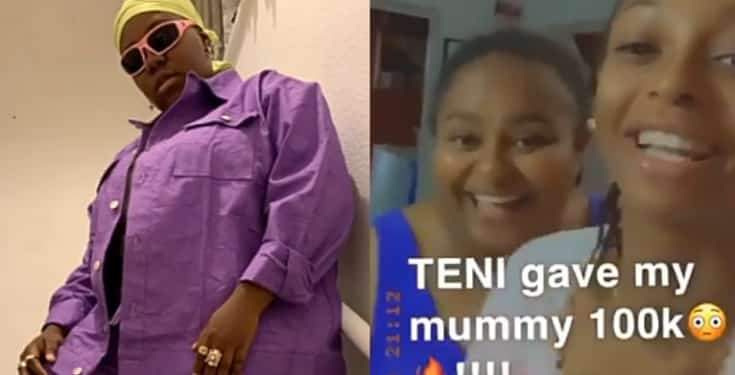 Teni gifts N100k to a fan's mother after she expressed love for her (Video)