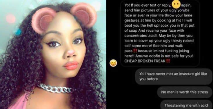 Lady calls out her male friend's ex-girlfriend who allegedly threatened her with acid