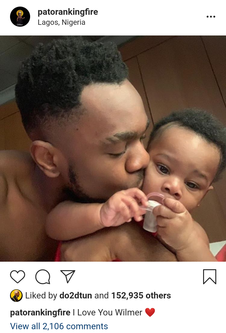 Patoranking shares new loved up photo with his daughter, Wilmer