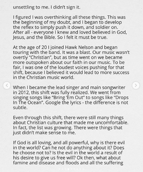 I no longer believe in God - Canadian gospel musician, Jonathan Steingard