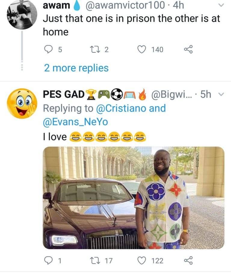 'Them don sell Hushpuppi cloth give you now now' - Nigerians react as Ronaldo wears same outfit with Hushpuppi