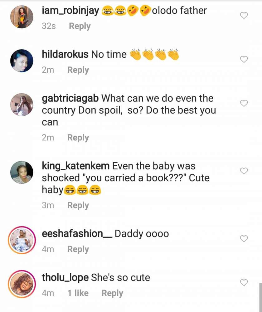 Nigerians react as father advises his little daughter to carry textbooks inside exam hall when she grows up (Video)
