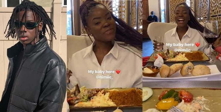 'My baby is here' - Rema excited as he shares video of his lunch date with female fan