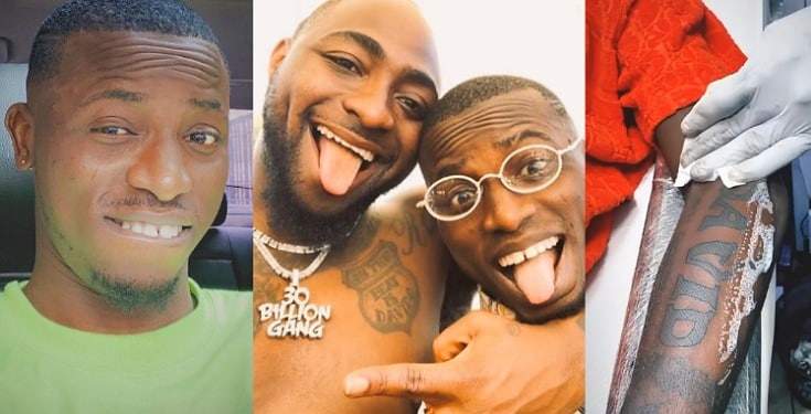 Aloma DMW Gets New Tattoo Of Davido On His Arm (Video)