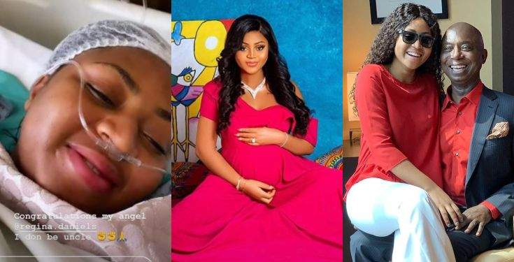 Actress Regina Daniels welcomes her first child, a baby boy