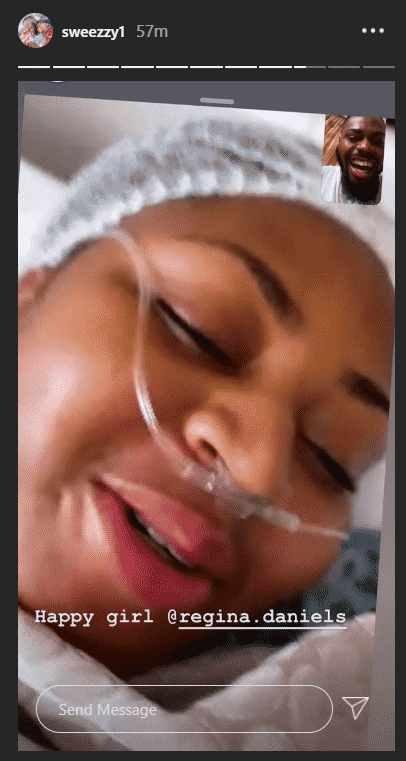 Actress Regina Daniels welcomes her first child, a baby boy