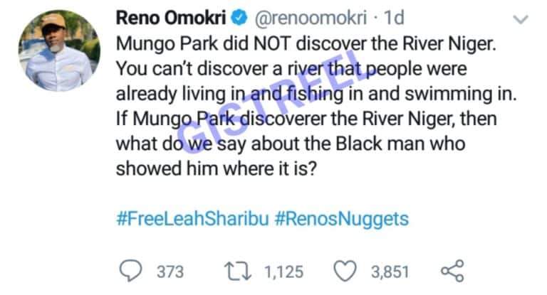 Reno Omokri Reveals Mungo Park Did Not Discover River Niger, Gives Reasons