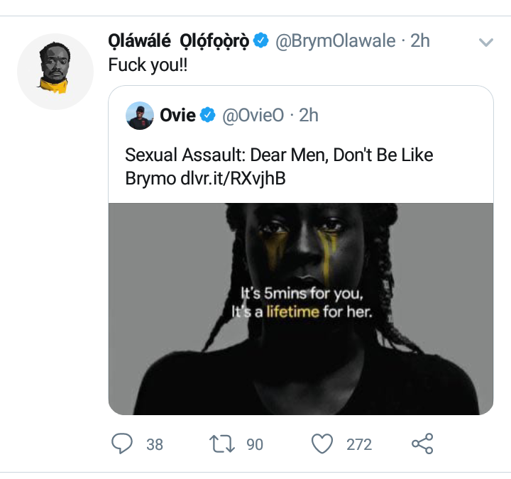 Brymo goes ballistic on blogger who called him a rapist