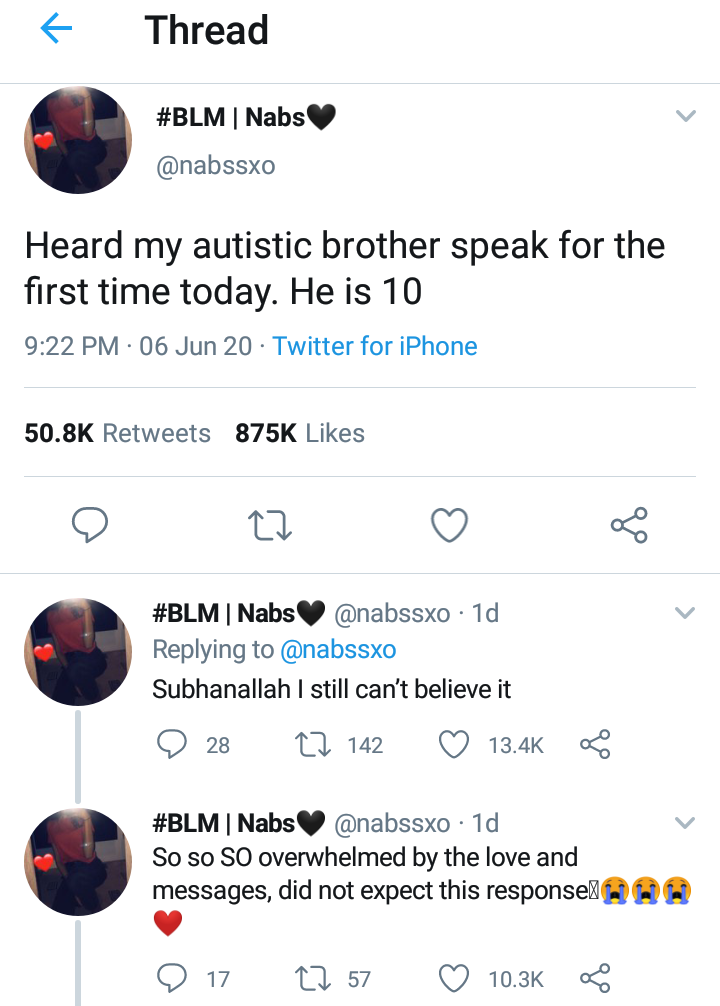 Lady excited as her 10-year-old autistic brother speaks for the first time