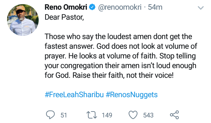'Stop telling your congregation their Amen isn't loud enough' - Reno Omokri tells pastors