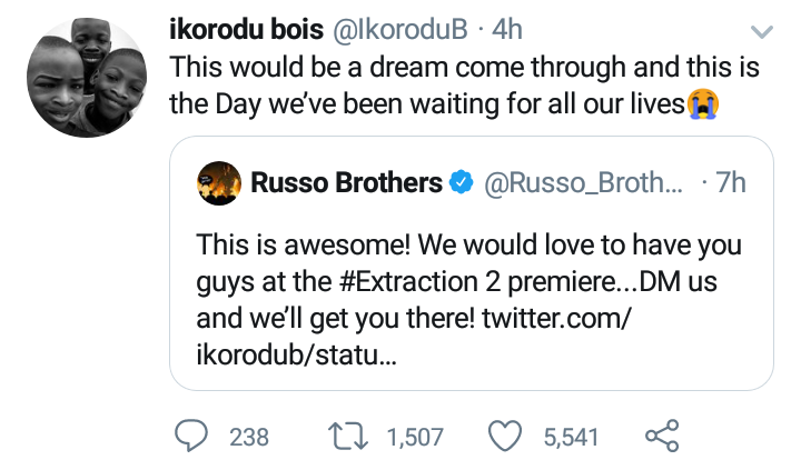 Makers of American film 'Extraction' invite Ikorodu Bois to their 2nd premier for remaking the movie (Video)