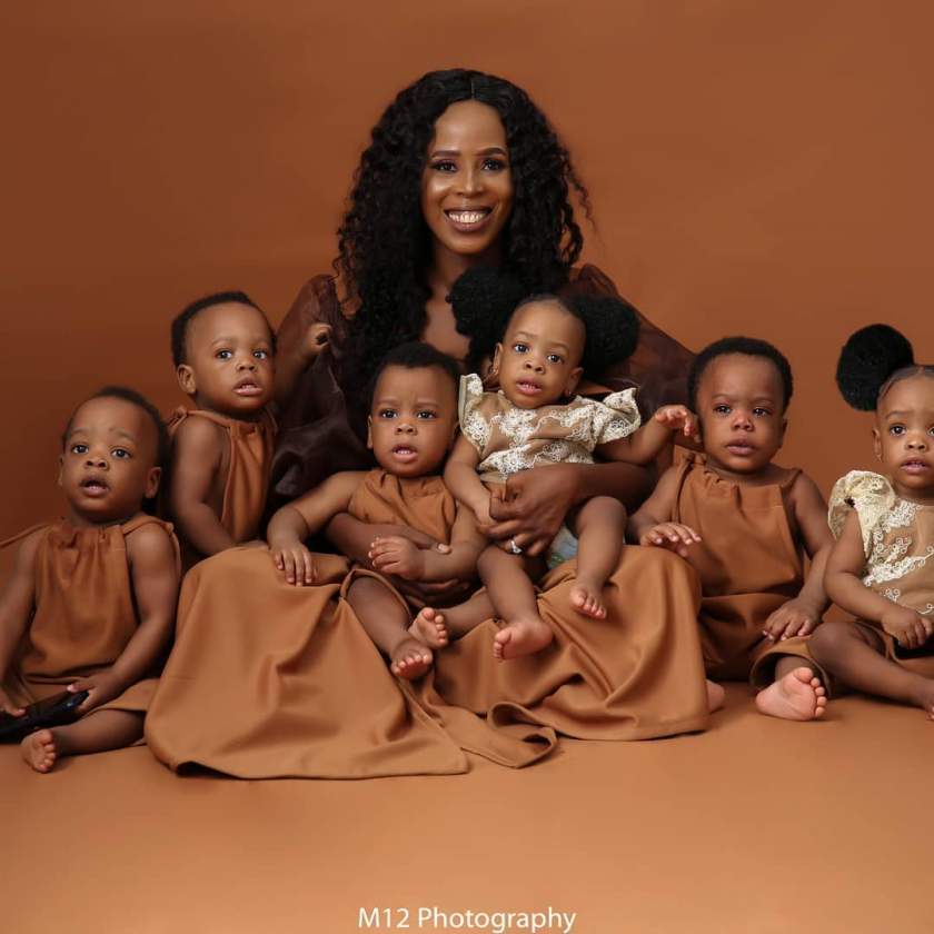 Nigerian mum warms hearts with adorable photos of her sextuplets