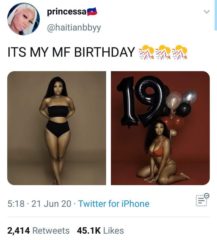 Lady's 19th birthday photoshoot shocks Twitter users