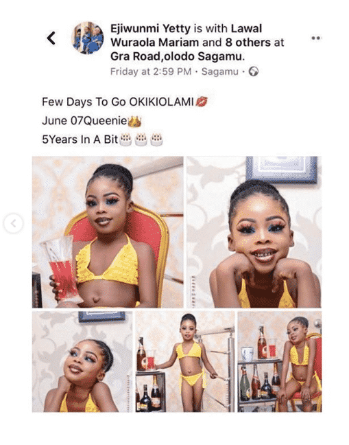 Lady under fire for dressing her 5-yr-old daughter in bikini and full makeup for birthday shoot (Photos)