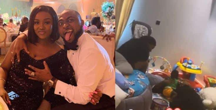 Davido and Chioma chilling with their son Ifeanyi (Photo)