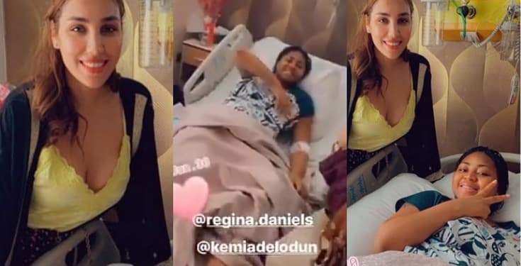 Regina Daniels' Co-wife, Laila Visits Her At The Hospital After The Birth Of Her Son (Photo/Video)