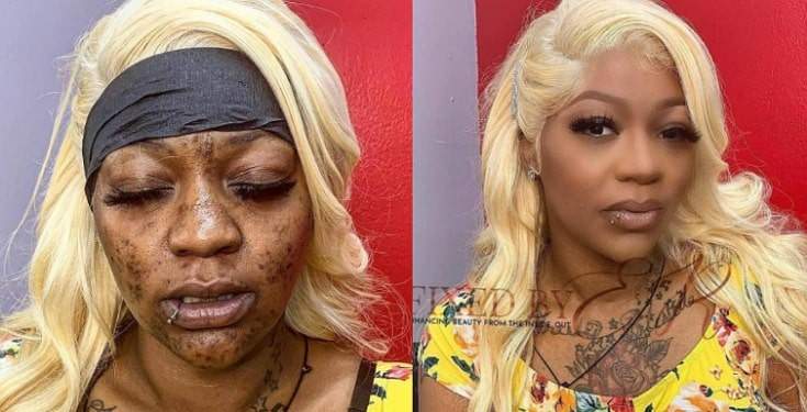 Lady shares photos of her incredible makeup transformation